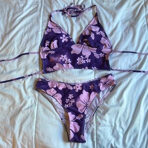Purple Floral Bikini Set